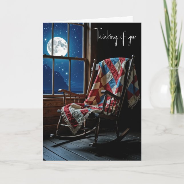 Tarjeta Quilt On a Rocking Chair In Moonlight (Anverso)