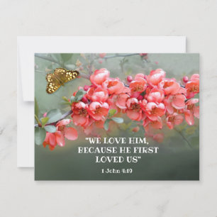 Tarjeta Quince ornamental japonés con comillas bíblicas