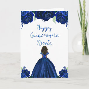 Tarjeta Quinceanera floral de la Marina Princesa Oscura