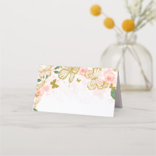 Tarjeta Quinceanera Rubor Pink Butterfly Floral Pl