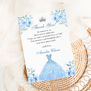 Tarjeta Quinceanera Silver Floral Azul