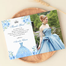 Tarjeta Quinceanera Silver Floral Azul