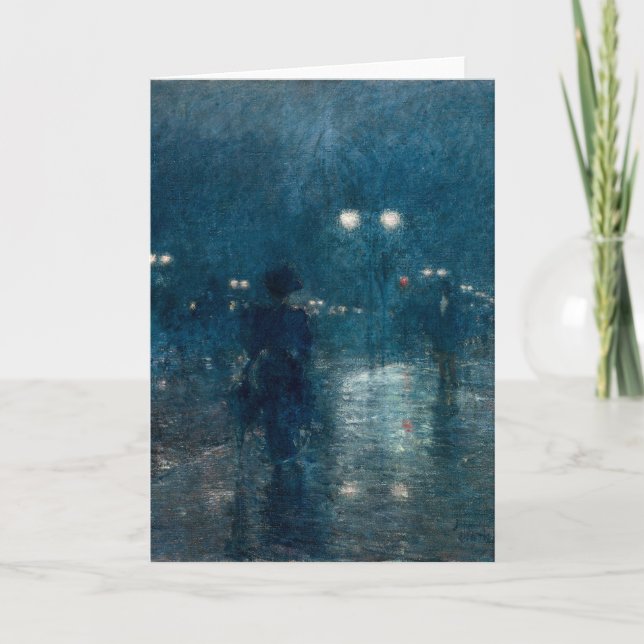 Tarjeta Quinta Avenida Nocturne | Childe Hassam (Anverso)