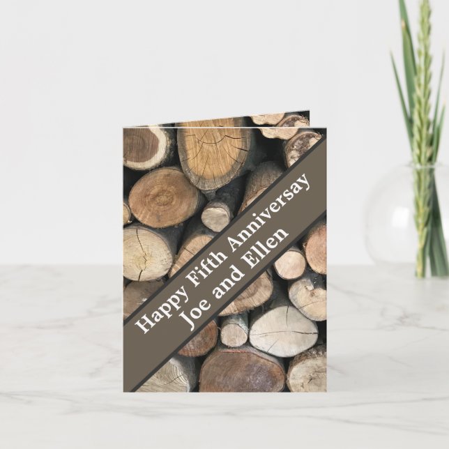 Tarjeta Quinto aniversario Boda editable (Anverso)