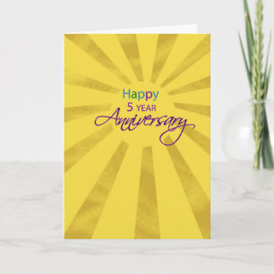 Tarjeta Quinto aniversario Sun del negocio del empleado