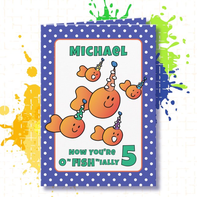 Tarjeta Quinto cumpleaños Naranja Personalizado de pescado (Subido por el creador)