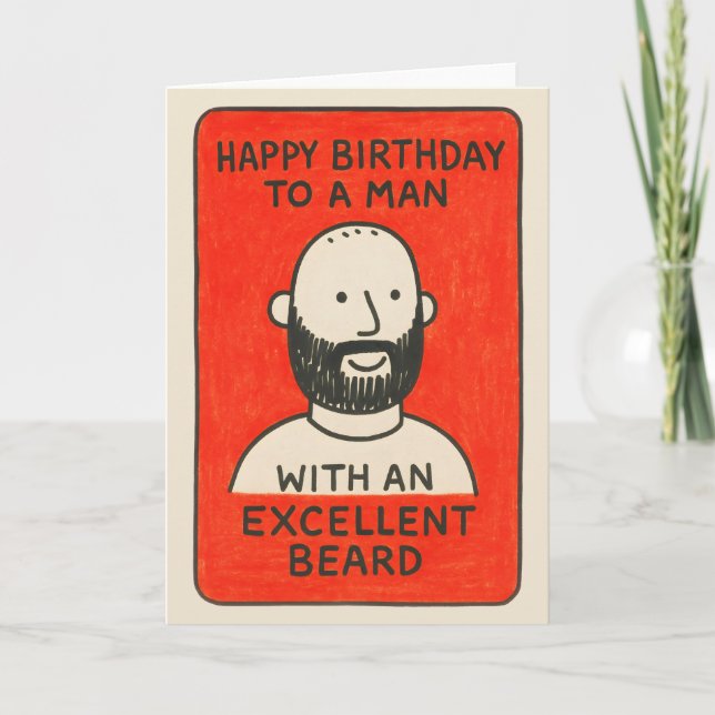 Tarjeta Quirky beard card to man with excellent hair (Anverso)