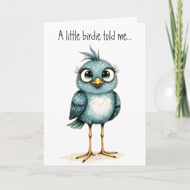 Tarjeta Quirky Blue Bird Cute Happy Birthday Greeting (Anverso)