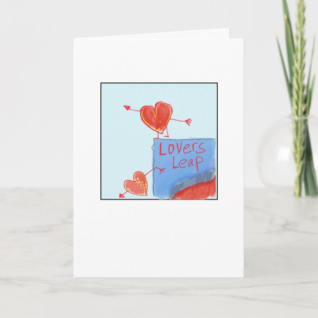 Tarjeta Quirky Lovers' Leap Illustrated (Anverso)