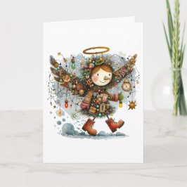 Tarjeta Quirky Navidades Ángel Estilo de arte folclórico m