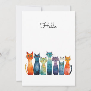 Tarjeta Quirosos Gatos Hola Custamizable Plano