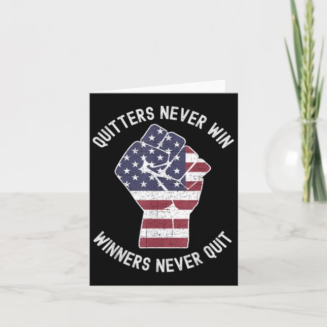 Tarjeta Quitters Never Win And Winners Never Quit Motivati (Anverso)