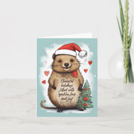 Tarjeta Quokka Amor y alegría para Navidades -