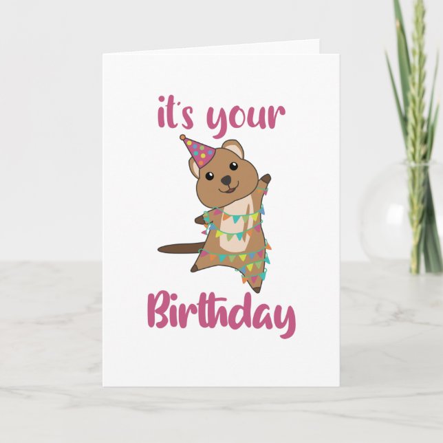 Tarjeta Quokka Quiere Feliz Cumpleaños A Ti Quokkas (Anverso)