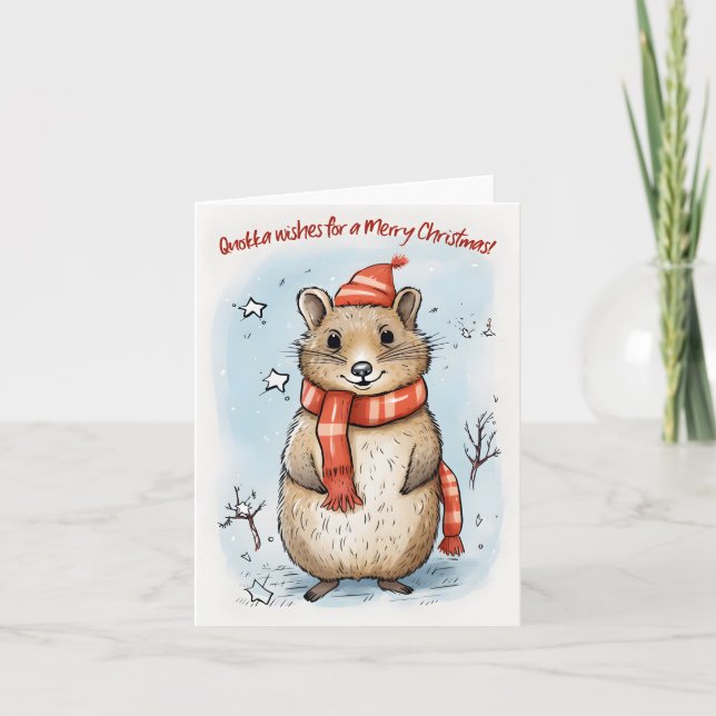 Tarjeta Quokka quiere una Feliz Navidad - (Anverso)