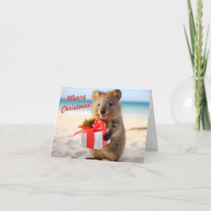 Tarjeta Quokka Selfie en la playa - Navidades