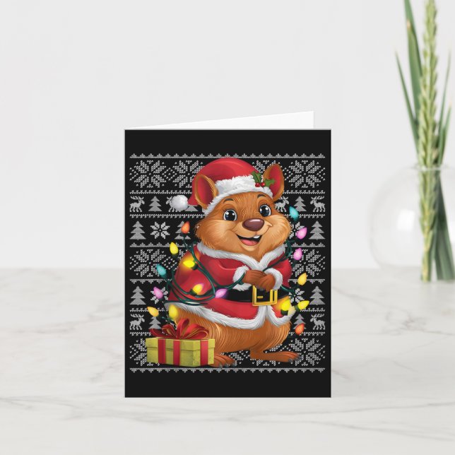 Tarjeta Quokka Xmas Estilo dulce Santa Quokka Cristo feo (Anverso)