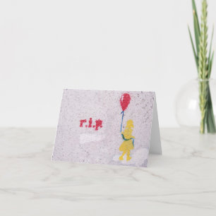 Tarjeta r.i.p. plantilla: chica con el globo rojo