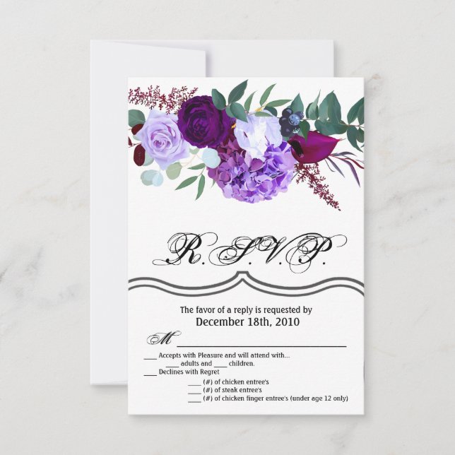 Tarjeta R.S.V.P. 3.5x5 Hibisco Lavanda sobre Blanc (Anverso)