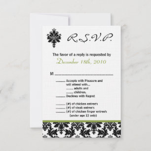 Tarjeta R.S.V.P. 3.5x5 Negra Verde Damak