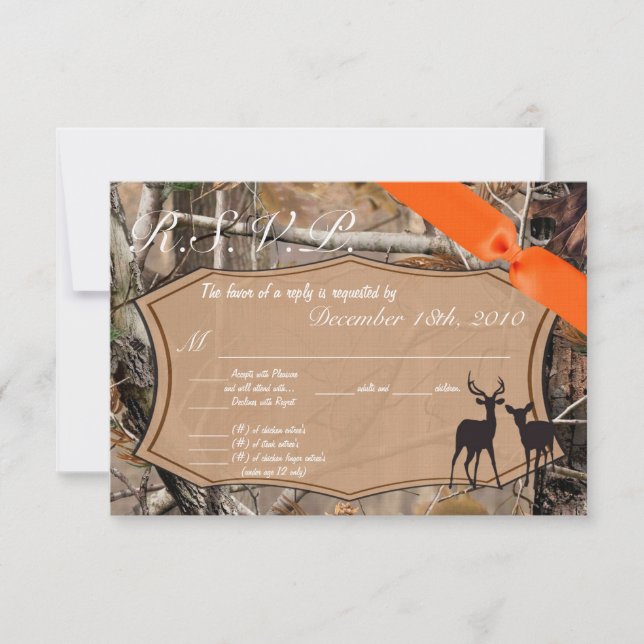 Tarjeta R.S.V.P. de 3.5x5 Camuflaje Camo Caza de c (Anverso)
