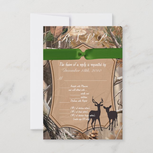 Tarjeta R.S.V.P. de 3.5x5 Camuflaje Camo Ciervos H (Anverso)