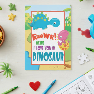 Tarjeta Raawr Algunos te aman Dionsaur San Valentín Niños