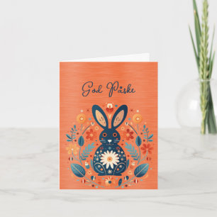 Tarjeta Rabbit Blue Naranja God Påske