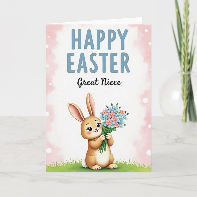 Tarjeta Rabbit Flower Pattern Easter Card (Anverso)