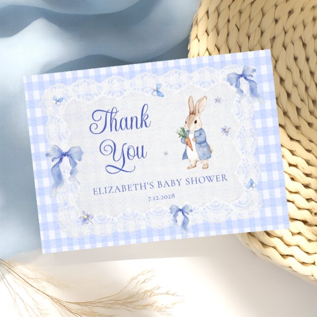 Tarjeta Rabbit Gingham Bunny Baby Shower Thank You  Card (Subido por el creador)