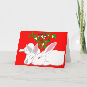 Tarjeta Rabbit Mistletoe Bunny Love Holiday Card