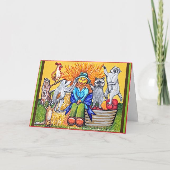 Tarjeta Racconones de la granja de cosecha de otoño que ha (Anverso)