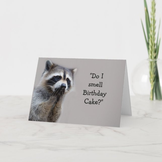 Tarjeta Raccoon Animal Humor Birthday Cake Fun Card (Anverso)