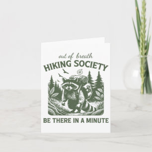 Tarjeta Raccoon divertido de la caminata retro