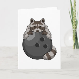 Tarjeta Raccoon en el Bowling con bolas