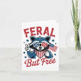 Tarjeta Raccoon Feral Pero Gratuito 4 De Julio Ee.Uu. Patr