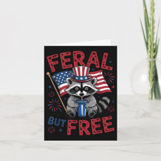 Tarjeta Raccoon Feral Pero Gratuito 4 De Julio Patriótico