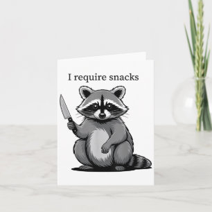 Tarjeta Raccoon gracioso humor animal que necesito aperiti