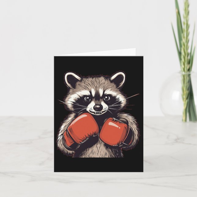 Tarjeta Raccoon Gracioso Para Guantes Deportivos Y De Boxe (Anverso)