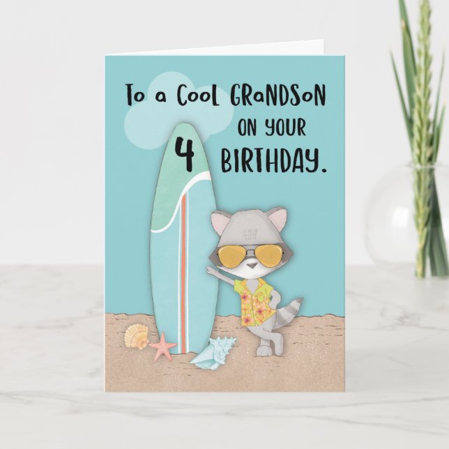 Tarjeta Raccoon Guay Funny Birthday Beach (Anverso)