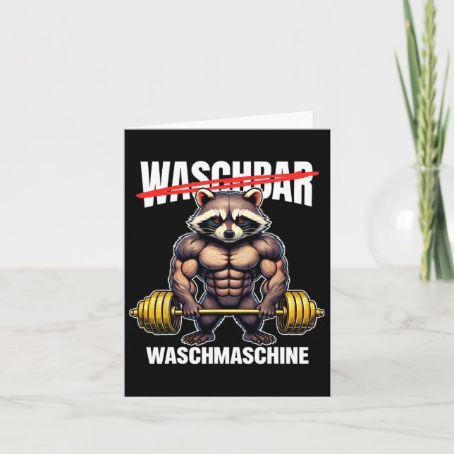 Tarjeta Raccoon Lavadora Bodybuilding Fitness Gym (Anverso)