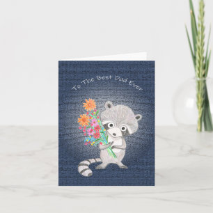 Tarjeta Raccoon los padres día al mejor papá racoon de la