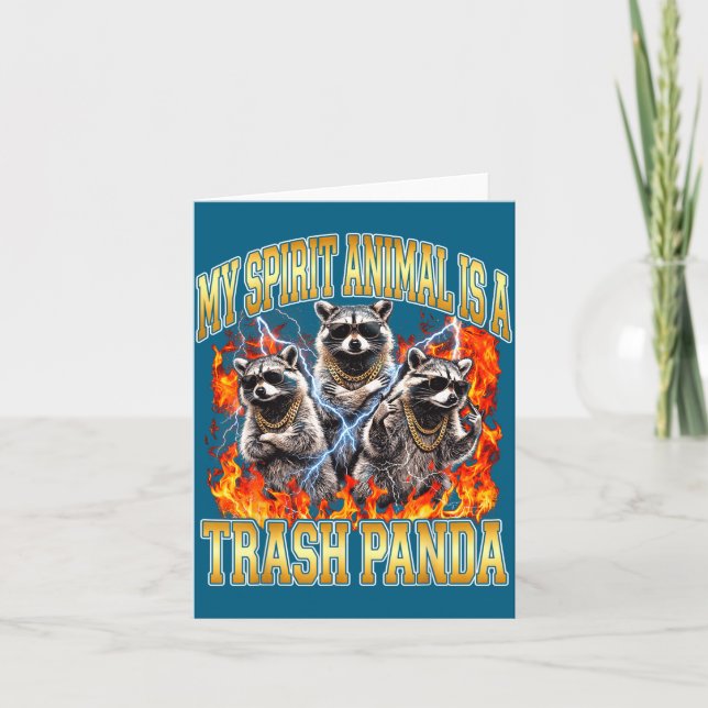 Tarjeta Raccoon My Srit Animal Is A Trash Panda Funny Boot (Anverso)