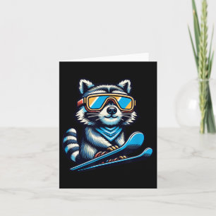 Tarjeta Raccoon Skiper Funny Winter Y Al Aire Libre