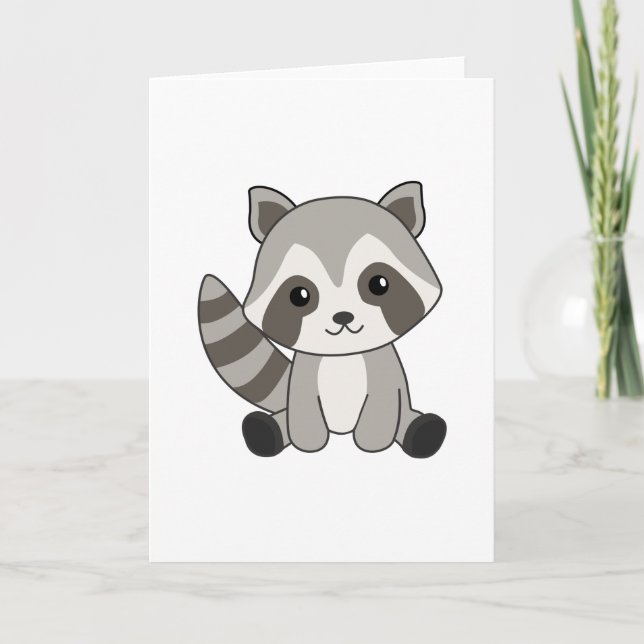 Tarjeta Raccoon Sweet Animals Para Niños Raccoons Funny (Anverso)