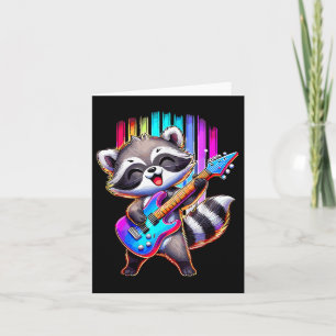 Tarjeta Raccoon Tocando Rock Y Rollo De Guitarra