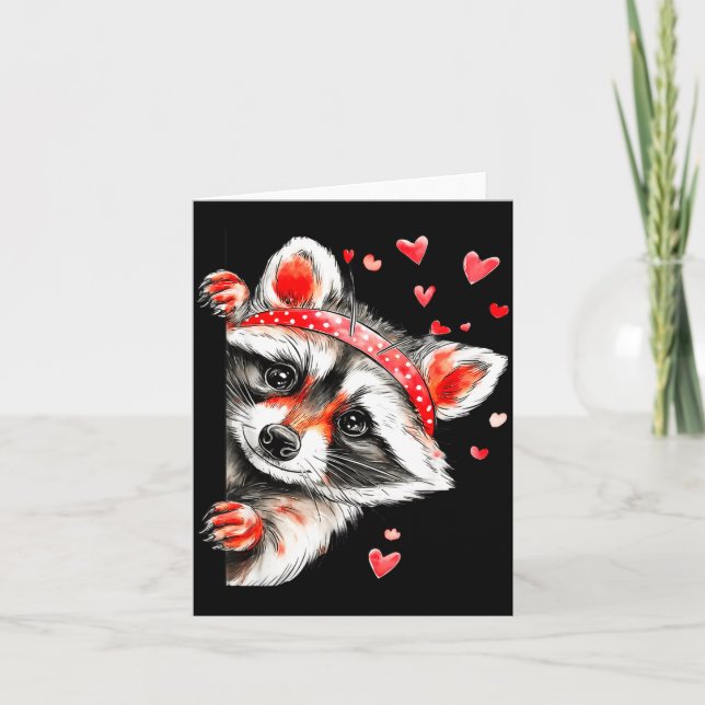 Tarjeta Raccoon Valentines Day Funny Feral Raccoon Love He (Anverso)