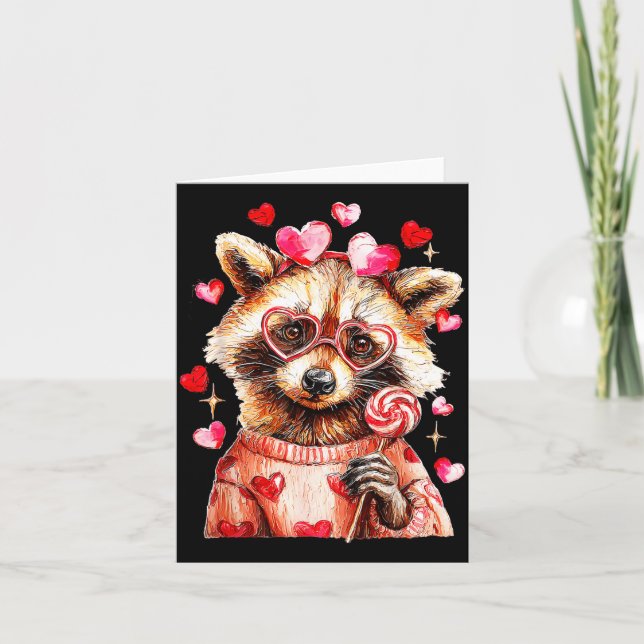 Tarjeta Raccoon Valentines Day Funny Feral Raccoon Love He (Anverso)