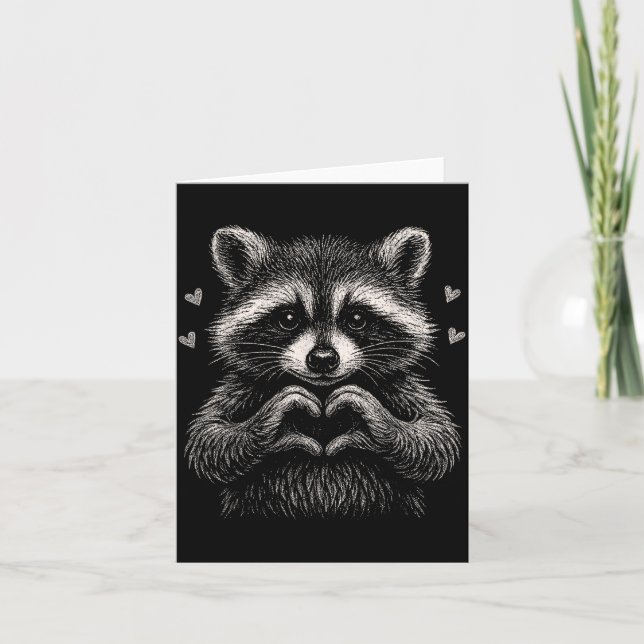 Tarjeta Raccoon Valentines Day Funny Feral Raccoon Love He (Anverso)