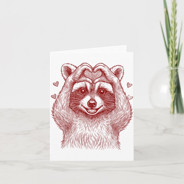 Tarjeta Raccoon Valentines Day Funny Feral Raccoon Love He (Anverso)